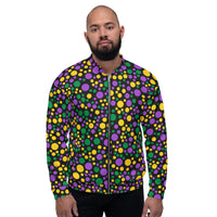 Load image into Gallery viewer, Mardi Gras Polka Party Unisex Bomber Jacket
