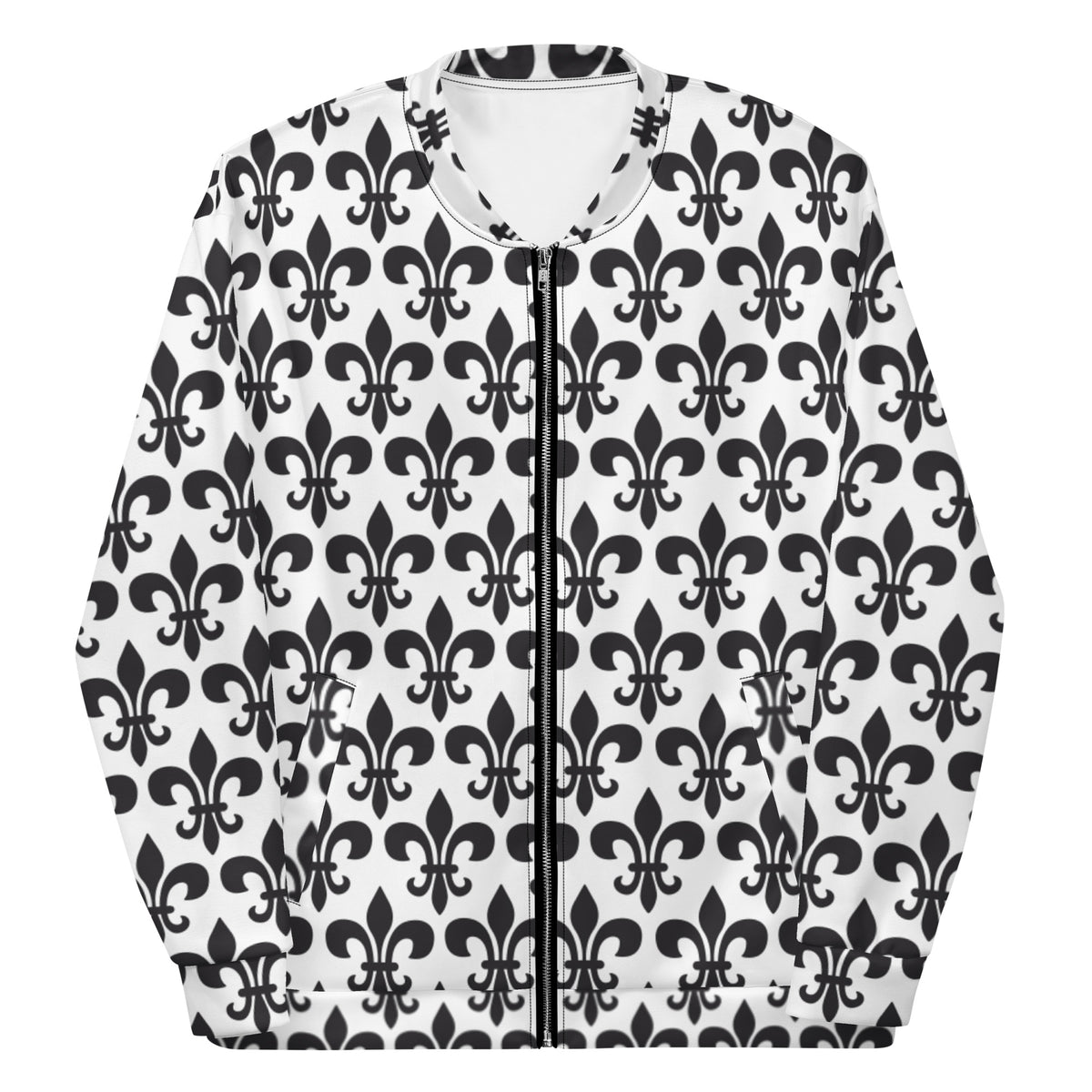 Fleur De Lis White & Black Unisex Bomber Jacket