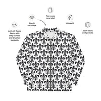 Load image into Gallery viewer, Fleur De Lis White &amp; Black Unisex Bomber Jacket
