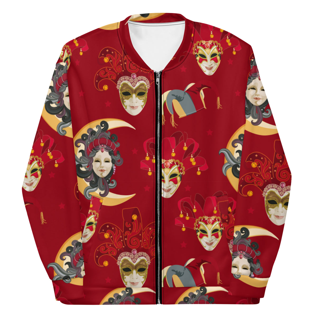 Mardi Gras Red Jester Unisex Bomber Jacket