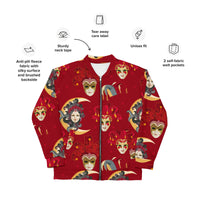Load image into Gallery viewer, Mardi Gras Red Jester Unisex Bomber Jacket
