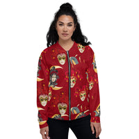 Load image into Gallery viewer, Mardi Gras Red Jester Unisex Bomber Jacket
