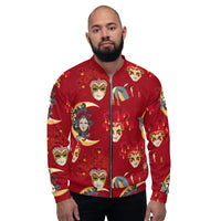 Load image into Gallery viewer, Mardi Gras Red Jester Unisex Bomber Jacket
