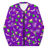 Load image into Gallery viewer, Mardi Gras Round &amp; Round Purple Unisex Bomber Jacket
