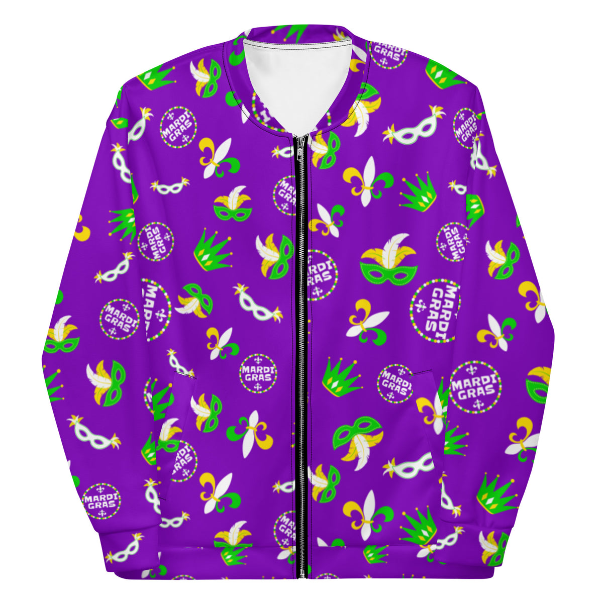 Mardi Gras Round & Round Purple Unisex Bomber Jacket