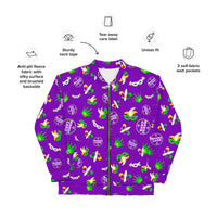 Load image into Gallery viewer, Mardi Gras Round &amp; Round Purple Unisex Bomber Jacket
