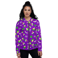 Load image into Gallery viewer, Mardi Gras Round &amp; Round Purple Unisex Bomber Jacket
