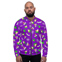 Load image into Gallery viewer, Mardi Gras Round &amp; Round Purple Unisex Bomber Jacket
