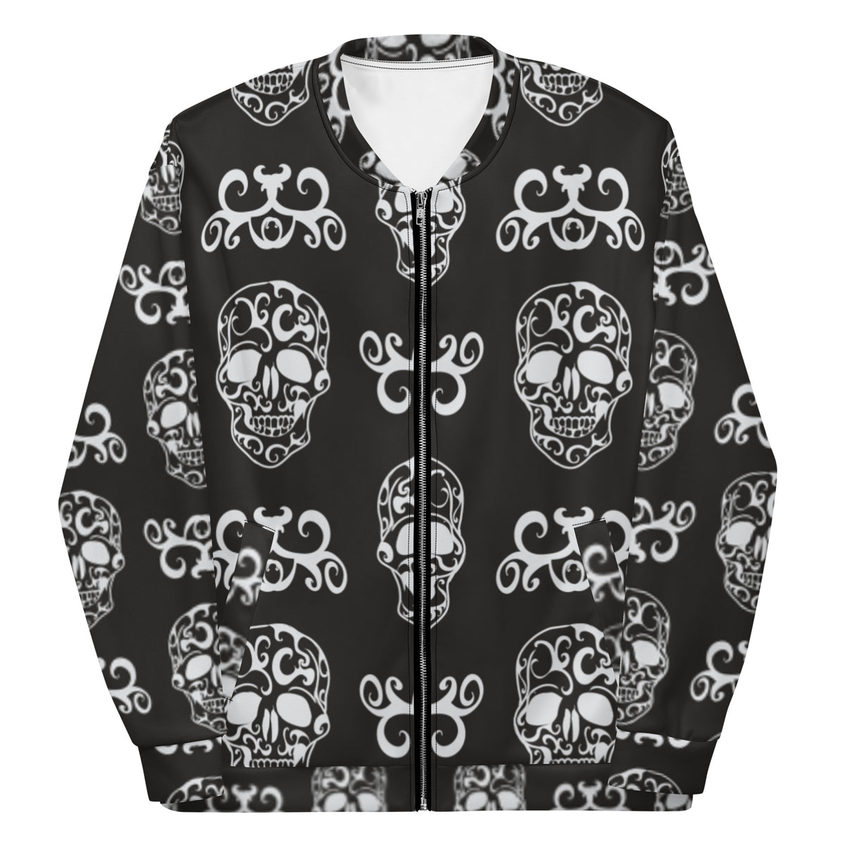 Rock+Reb£llion White Skulls Unisex Bomber Jacket