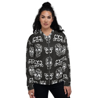 Load image into Gallery viewer, Rock+Reb£llion White Skulls Unisex Bomber Jacket
