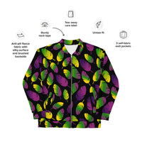 Load image into Gallery viewer, Mardi Gras Too Fly Unisex Bomber Jacket
