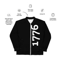 Load image into Gallery viewer, 1776 Unisex Bomber Jacket Black/White
