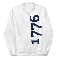 Load image into Gallery viewer, 1776 White/Navy Unisex Bomber Jacket
