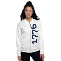 Load image into Gallery viewer, 1776 White/Navy Unisex Bomber Jacket
