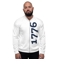 Load image into Gallery viewer, 1776 White/Navy Unisex Bomber Jacket

