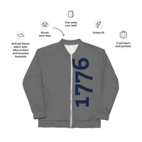 Load image into Gallery viewer, 1776 Gray/Navy Unisex Bomber Jacket
