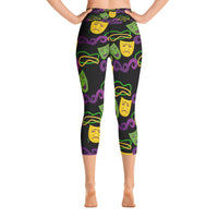 Load image into Gallery viewer, Mardi Gras Laugh Now Cry Never Yoga Capri Leggings
