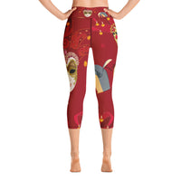 Load image into Gallery viewer, Mardi Gras Red Jester Yoga Capri Leggings
