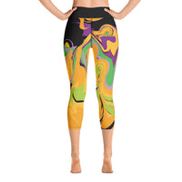 Load image into Gallery viewer, Mardi Gras Dizzy Yoga Capri Leggings
