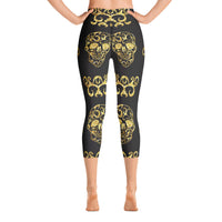 Load image into Gallery viewer, Gold Skulls Yoga Capri Leggings
