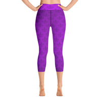 Load image into Gallery viewer, Mardi Gras All Purple Everything Fleur De Lis Yoga Capri Leggings

