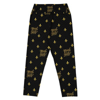 Load image into Gallery viewer, Mardi Gras Black &amp; Gold Yoga Capri Leggings
