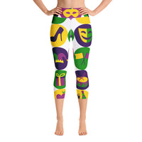 Load image into Gallery viewer, Girl&#39;s Just Wanna Have Mardi Gras Yoga Capri Leggings
