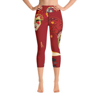 Load image into Gallery viewer, Mardi Gras Red Jester Yoga Capri Leggings
