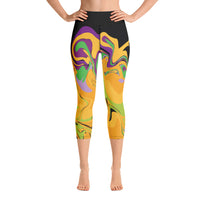 Load image into Gallery viewer, Mardi Gras Dizzy Yoga Capri Leggings
