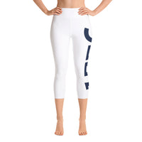 Load image into Gallery viewer, 1776 Yoga Capri Leggings White/Navy
