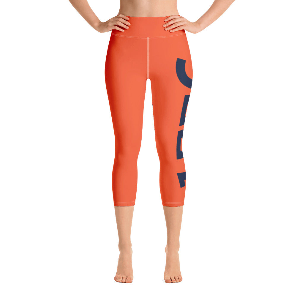 1776 Yoga Capri Leggings Orange/Navy