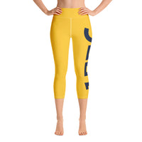 Load image into Gallery viewer, 1776 Yoga Capri Leggings Yellow/Navy
