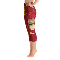 Load image into Gallery viewer, Mardi Gras Red Jester Yoga Capri Leggings
