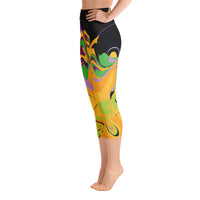 Load image into Gallery viewer, Mardi Gras Dizzy Yoga Capri Leggings
