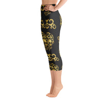 Load image into Gallery viewer, Gold Skulls Yoga Capri Leggings

