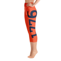 Load image into Gallery viewer, 1776 Yoga Capri Leggings Orange/Navy

