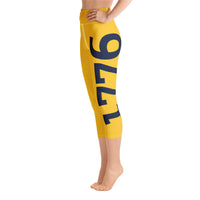 Load image into Gallery viewer, 1776 Yoga Capri Leggings Yellow/Navy
