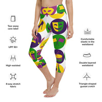 Load image into Gallery viewer, Girl&#39;s Just Wanna Have Mardi Gras Yoga Capri Leggings

