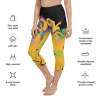 Load image into Gallery viewer, Mardi Gras Dizzy Yoga Capri Leggings
