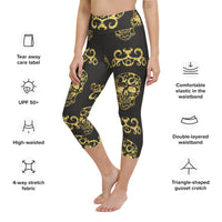 Load image into Gallery viewer, Gold Skulls Yoga Capri Leggings
