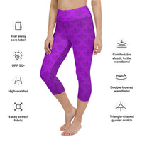 Load image into Gallery viewer, Mardi Gras All Purple Everything Fleur De Lis Yoga Capri Leggings
