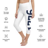 Load image into Gallery viewer, 1776 Yoga Capri Leggings White/Navy
