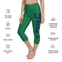Load image into Gallery viewer, 1776 Yoga Capri Leggings Green/Navy
