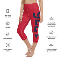 Load image into Gallery viewer, 1776 Yoga Capri Leggings Red/Navy
