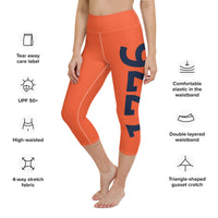 Load image into Gallery viewer, 1776 Yoga Capri Leggings Orange/Navy
