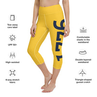 Load image into Gallery viewer, 1776 Yoga Capri Leggings Yellow/Navy
