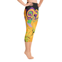 Load image into Gallery viewer, Mardi Gras Dizzy Yoga Capri Leggings
