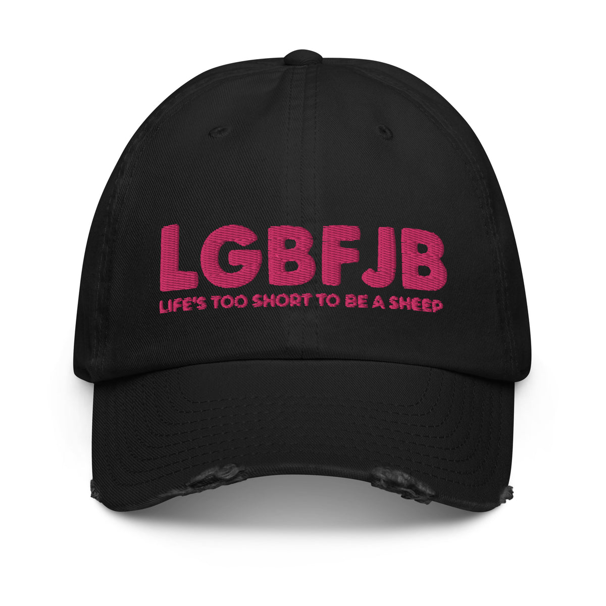 Let's Go B.... F*JB Pink Embroidered Camo Distressed Baseball Cap