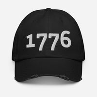 Load image into Gallery viewer, 1776 White Embroidered Distressed Baseball Cap
