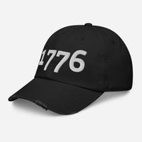 Load image into Gallery viewer, 1776 White Embroidered Distressed Baseball Cap
